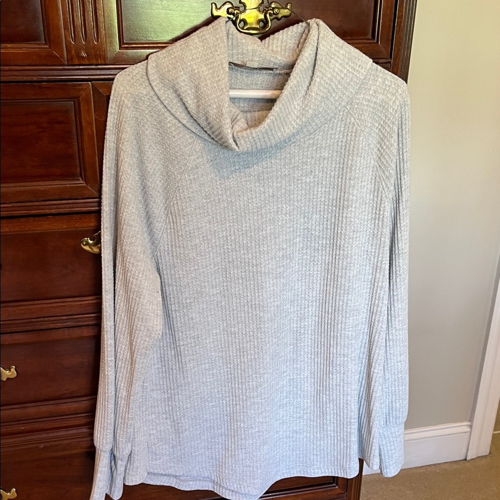 LOFT Light Gray Cowl Neck Sweater